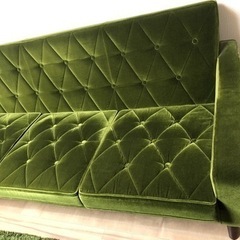 カリモク60 モケットグリーン　３人掛けソファ　karimoku