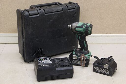 HiKOKI(旧日立工機) 18V コードレスインパクトドライバー 充電式 6.0Ah リチウムイオン電池、急速充電器、予備電池、ケース付 WH18DDL2 (D4465yxwY)