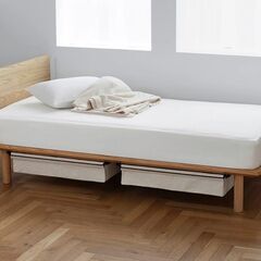 無印良品　ダブルベッドフレーム 無印良品 ベッドフレーム・ダブル・オーク材 マットレスのセット
