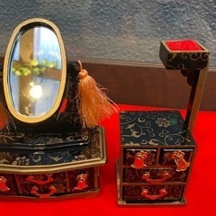 雛道具 ひな人形 雛飾り ミニチュア 鏡台、針箱セット鏡 