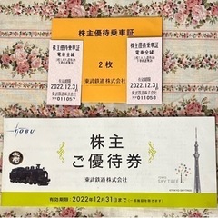 株主優待券 東武鉄道 乗車券2枚 & 割引券冊子