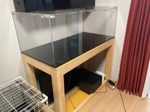 1200 アクリル 水槽 底面ブラック 上部フィルター 水槽台 セット