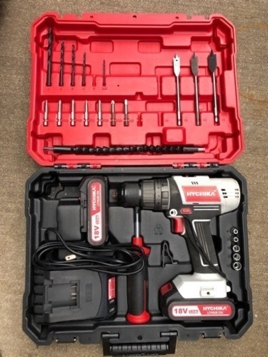 電動ドリル HYCHIKA 18V 電動ドライバー 2個バッテリー 振動ドリル