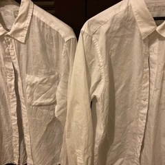 無印良品　ホワイトシャツ　リネンシャツ　（L）　MAN