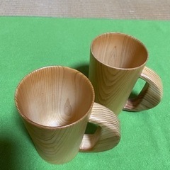 国産ヒノキ手作りジョッキとコップ