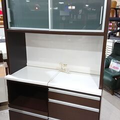 札幌市/清田区 松田家具 スライド扉 食器棚 大型 ダークブラウン