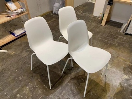 3脚 IKEA 椅子　チェア- BRORINGE Underframe \u0026 LEIFARNE Seat shell, White