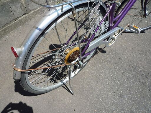 自転車 27インチ カゴ付き自転車 6段変速 中古 パープル 札幌市東区 新道東