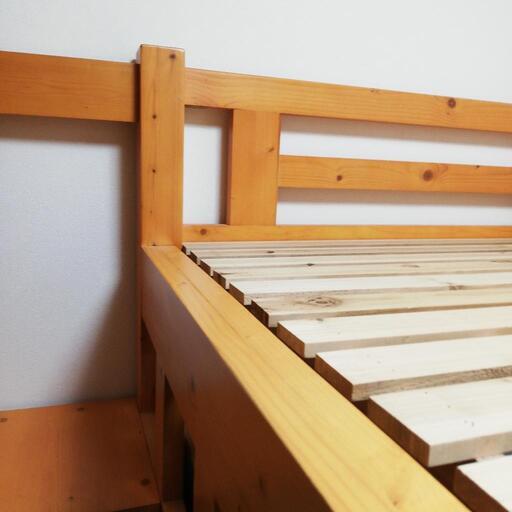 木製ロフトベッド　頑丈階段タイプ　ナチュラルブラウン