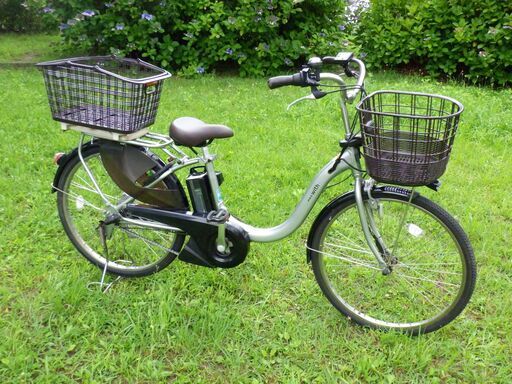 【ジモ取引終了7/22】≪U007ジ≫ 乗車OK YAMAHA/ヤマハ 電動アシスト自転車 PAS With PA24W 24インチ 3段変速 ピュアシルバー 買い物カゴ付き 自転車/電動自転車