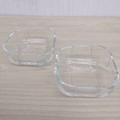 【あげます】【K1689】 角皿 小鉢 ガラス製 2客 自宅保管...