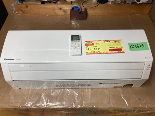 K03423　パナソニック　 中古エアコン　主に6畳用　冷房能力　2.2KW ／ 暖房能力　2.2KW