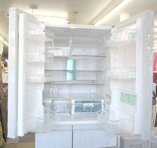 日立 475L 2010年製 冷凍冷蔵庫 R-SF48ZM ホワイト 6ドア「まんなか