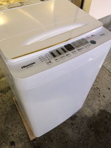 2021年製　ハイセンス 4．5kg 全自動洗濯機 オリジナル 白 HWE4504