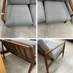J1449 シギヤマ家具 2人掛けソファ LOKSER ロクサー 天然木フレーム 
