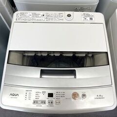 洗濯機 4.5kg 2019年製 アクア AQW-S45G スリム コンパクト 全自動洗濯機