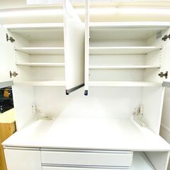 08/21ニトリ キッチンボード 150TF-H-WH レジューム ホワイト 食器棚