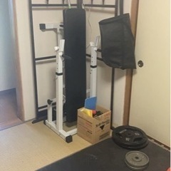 ベンチプレス　シャフト　プレート　セーフティー付き