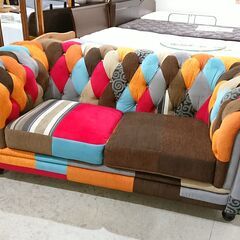 英国調｜チェスターフィールドスタイル｜パッチワークソファ