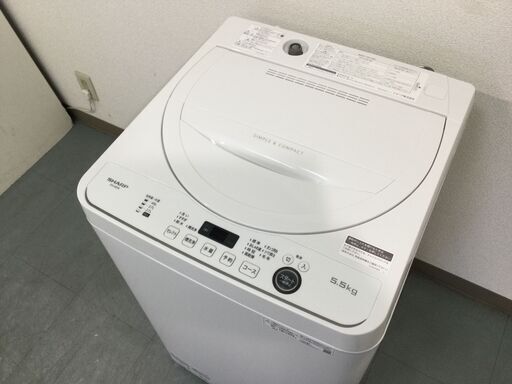 8/4受渡済）JT4882【SHARP/シャープ 5.5㎏洗濯機】美品 2021年製 ES