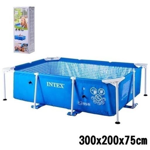 プール INTEX フレームプール 長方形 300×200cm 補修シート付 組み立て簡単 丈夫 レジャープール ファミリープール 家庭用プール 大型プール 水遊び