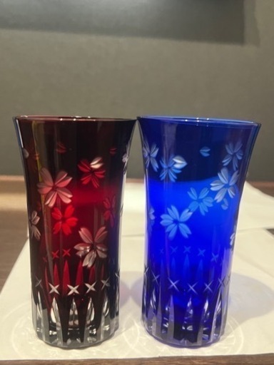 桜デザイン　切子グラス　コップ 切子グラス ペアグラス 切子