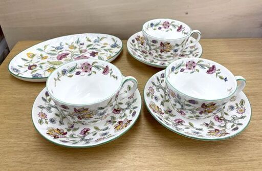 Minton ハドンホール カップ\u0026ソーサー 3客＋プレート１枚セット まとめて 花 英国製 ミントン 札幌市手稲区
