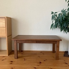 無印良品　オーク材　木製ローチェスト　ローデスク　ローテーブル