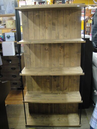 ５段シェルフ　棚板・バックパネル天然木集成材使用　ラック　収納