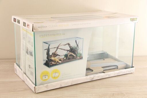 GEX EXOTERRA レプテリア クリア450スリム ガラスケージ スライド\u0026ホルダー式2枚フタ W45×D23×H25cm 爬虫類・両生類飼育ケージ (P1388wY)