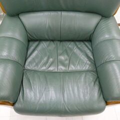 1人用ソファ 回転椅子 幅約78cm グリーン系 ハイバック 家具 1P 1人掛け ソファー 苫小牧西店 1人掛けソファー 本革 1Pソファ グリーン系 レザー調 回転式ソファ 回転