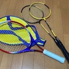 【無料】キッズテニス、バドミントンラケット、フラフープセット