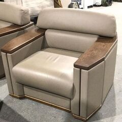 オカムラ　総革、高級応接 5点セット　中古　レザー張　引取り可：田川市