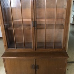 昭和レトロ、ビィンテージ家具、ダイヤガラス希少 収納棚