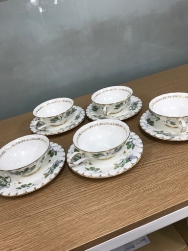 取引場所　南観音　ロ  2207-849   【美品】 HOYA チャイナ　グリーンリーフ　5客セット