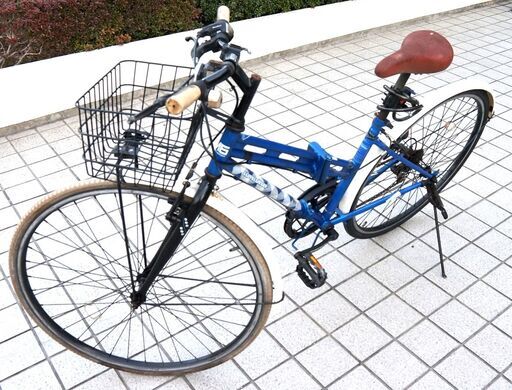 【レンタル可】２７インチ クロスバイク シティーサイクル 自転車 外装6段ギヤ ＬＥＤオートライト カギ付き