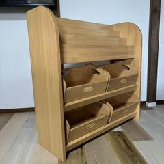 美品★ベルメゾン おもちゃ＆絵本ラック ナチュラル 80