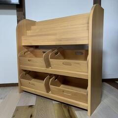 美品★ベルメゾン おもちゃ＆絵本ラック ナチュラル 80