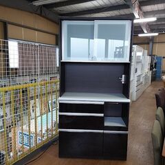 ニトリ　アルミナ２　１００ＫＢ　２枚スライド扉キッチンボード　こげ茶　【愛品倶楽部柏店】