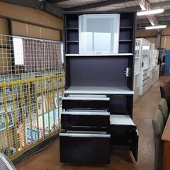 ニトリ　アルミナ２　１００ＫＢ　２枚スライド扉キッチンボード　こげ茶　【愛品倶楽部柏店】