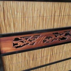 漆塗り　美品　彫刻　御簾戸4枚セット(建具、簾戸、簀戸、葭戸、夏障子、すど、葦戸)