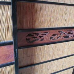 漆塗り　美品　彫刻　御簾戸4枚セット(建具、簾戸、簀戸、葭戸、夏障子、すど、葦戸)