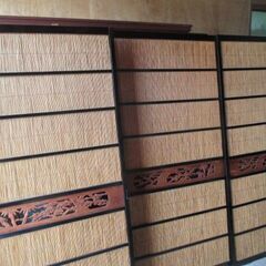 漆塗り　美品　彫刻　御簾戸4枚セット(建具、簾戸、簀戸、葭戸、夏障子、すど、葦戸)