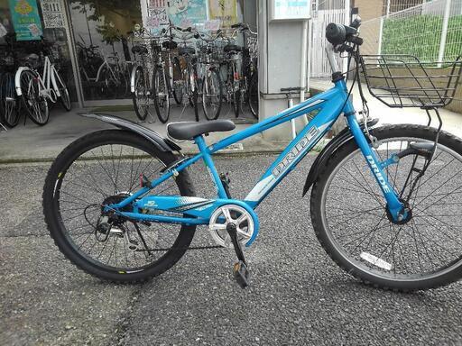 中古子供自転車2655 前後タイヤ新品！ 24インチ 6段ギヤ LED