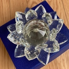 ☆【決まりました】蓮の花置物☆クリスタルガラス☆風水14㎝☆自宅保管品