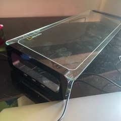 パソコン用モニター台　　USBソケット付き　ガラス製