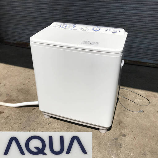ba11/82　AQUA　アクア　二層式洗濯機　AQW-N451　4.5kg　2018年製　ステンレス 脱水槽　中古　家電　洗濯機
