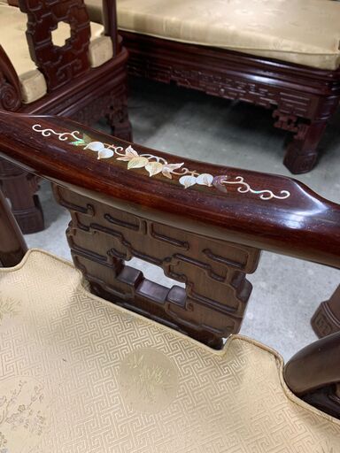 ◎高級螺鈿細工 中国 李朝1Pソファー 店頭に同じ種類のテーブル・長椅子