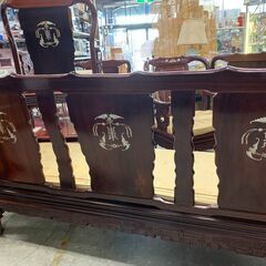 ◎高級螺鈿細工　中国　李朝長椅子　店頭に同じ種類のテーブル・1Pソファーあり　座面シミあり◎