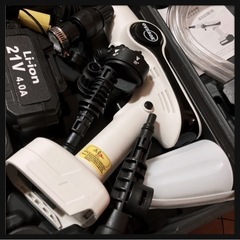 ꒰未使用꒱水道接続不要コードレス 水泡洗浄高圧洗浄機セット  白 水掃除 車清掃